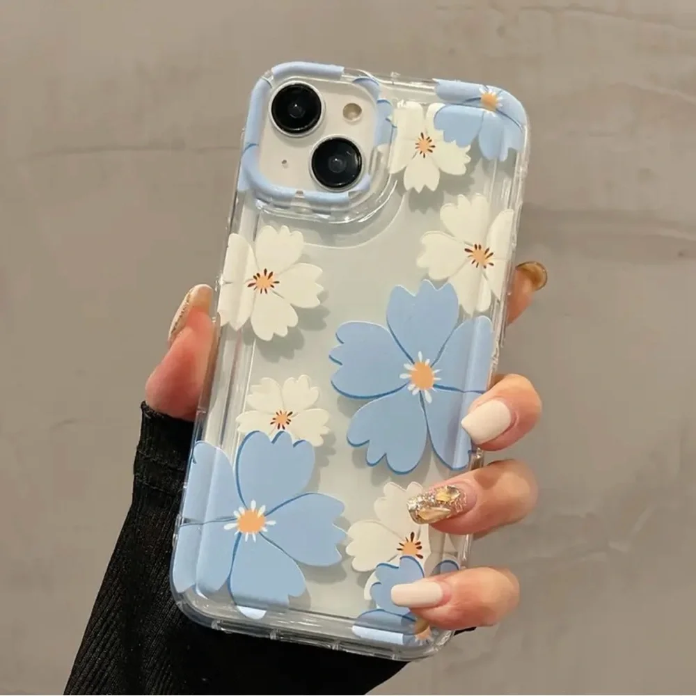 iPhone Phone Case Blue & White  Floral Transparent Case - Picture 5 of 5